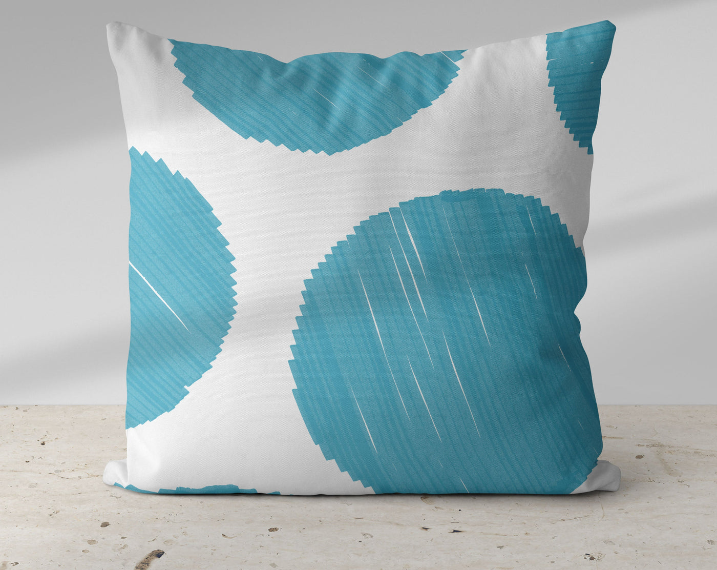 Pacific Blue Big Particle Dots Watercolor Pillow Throw - Cush Potato Pillows