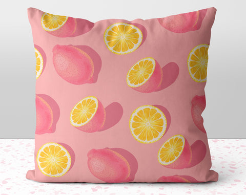 Pink Lemons of Summer Pineapples Square Pillow Cover Throw - Cush Potato Pillows