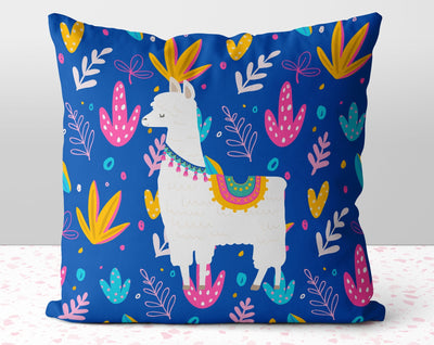Proud Llama Blue Pillow Throw Cover with Insert - Cush Potato Pillows
