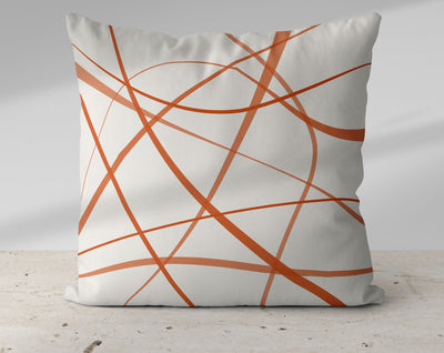 Secord Streams Autumn Orange on Off-White Cream Pillow Throw - Cush Potato Pillows