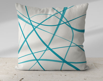 Secord Streams Bahama Blue on Off-White Cream Pillow Throw - Cush Potato Pillows