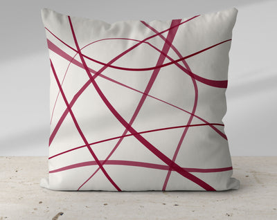 Secord Streams Cherry Merlot Red on Off-White Cream Pillow Throw - Cush Potato Pillows