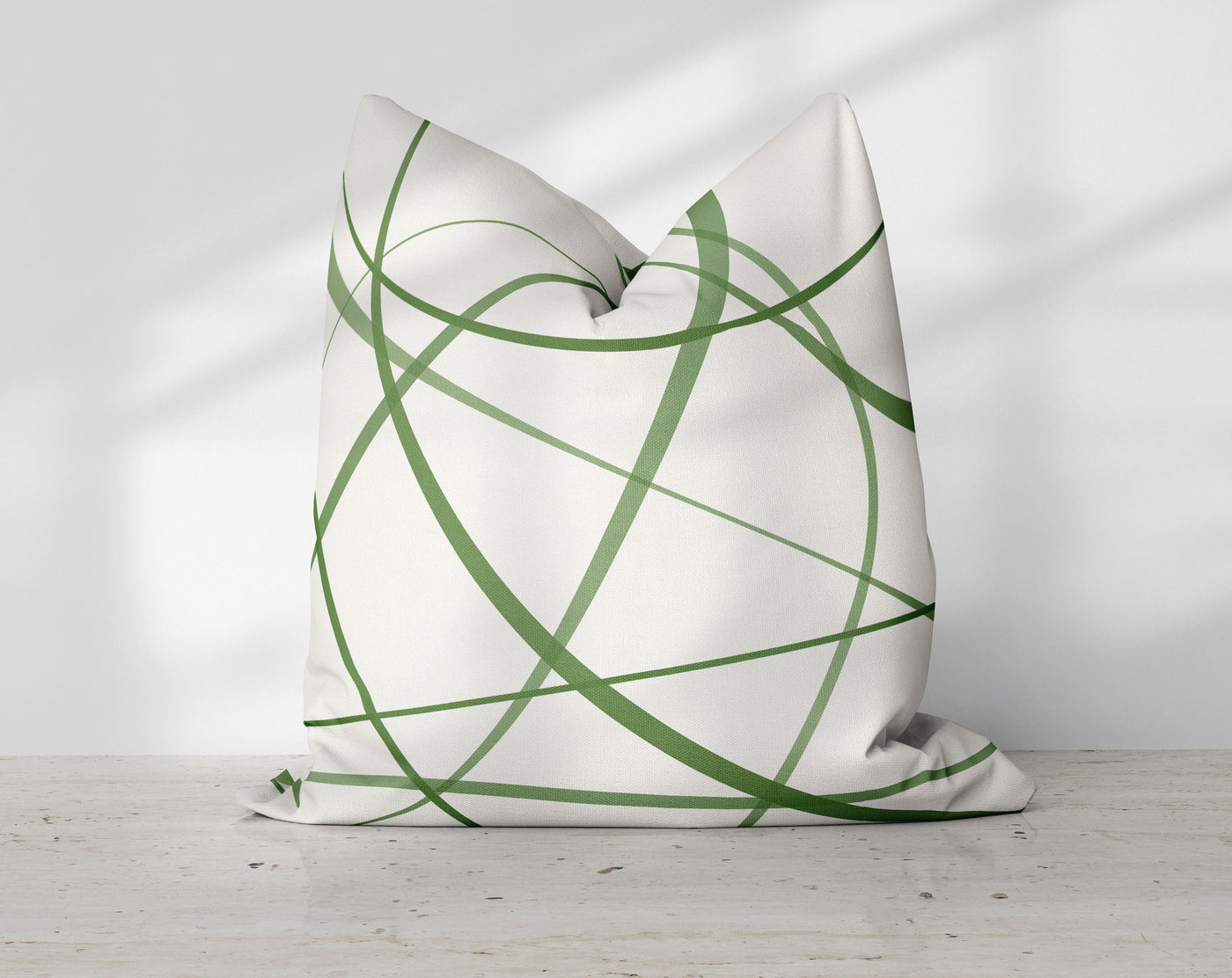 Secord Streams Cilantro Green on Off-White Cream Pillow Throw - Cush Potato Pillows