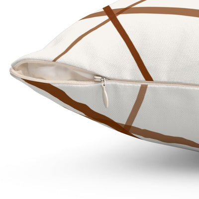 Secord Streams Cinnamon Brown on Off-White Cream Pillow Throw - Cush Potato Pillows