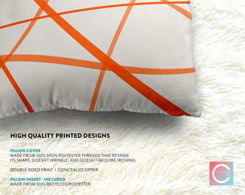 Secord Streams Classic Orange H on Off-White Cream Pillow Throw - Cush Potato Pillows