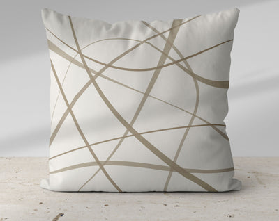 Secord Streams Dark Desert Beige on Off-White Cream Pillow Throw - Cush Potato Pillows