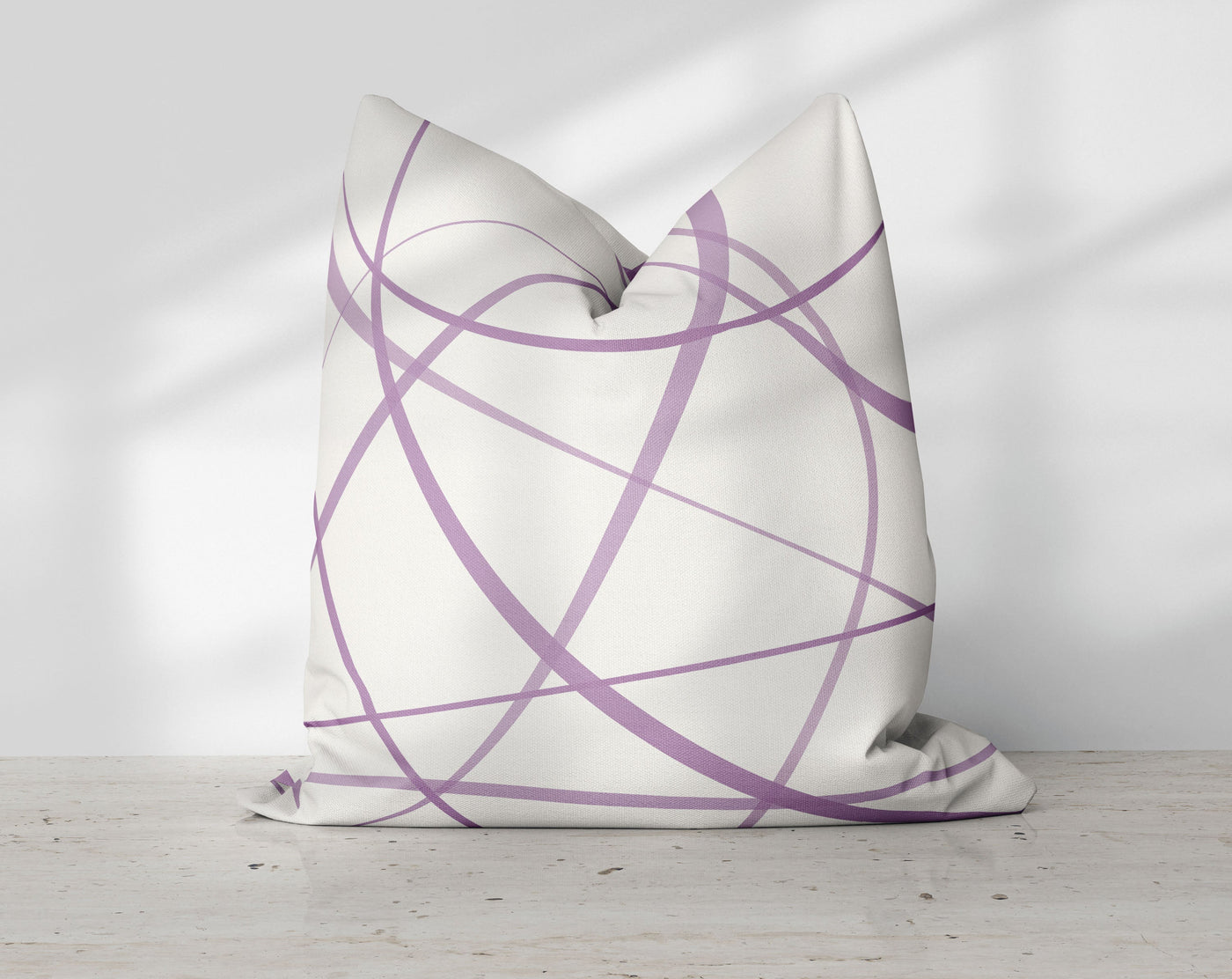 Secord Streams Lilac Purple on Off-White Cream Pillow Throw - Cush Potato Pillows