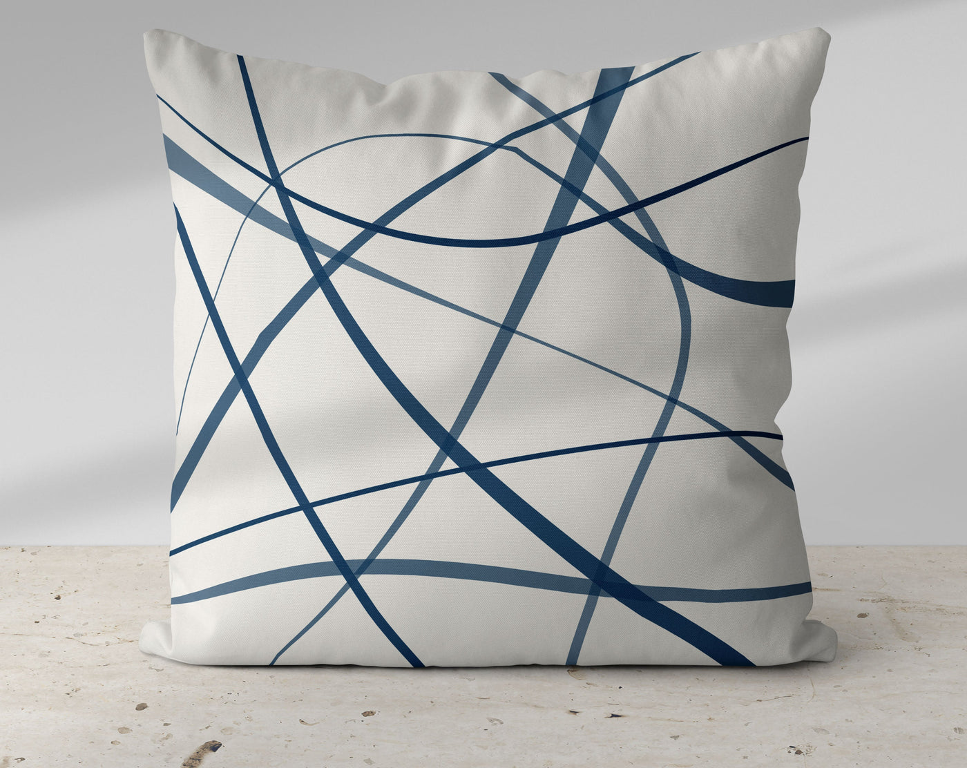 Secord Streams Midnight Blue on Off-White Cream Pillow Throw - Cush Potato Pillows