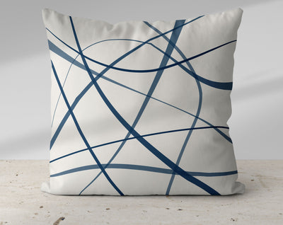 Secord Streams Midnight Blue on Off-White Cream Pillow Throw - Cush Potato Pillows