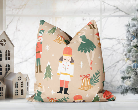 Seriously Silly Christmas Nutcracker Beige Brown Pillow Throw - Cush Potato Pillows