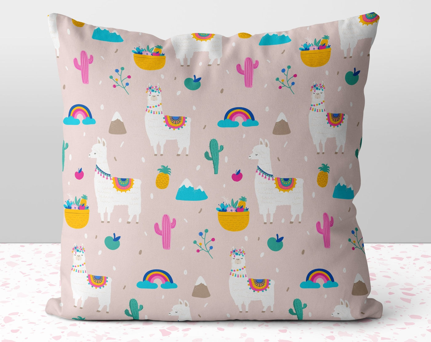 So Many Llamas Pink Pillow Throw Cover with Insert - Cush Potato Pillows