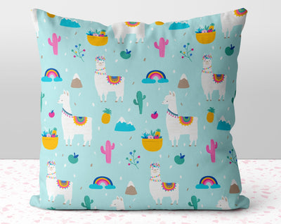 So Many Llamas Teal Blue Pillow Throw Cover with Insert - Cush Potato Pillows