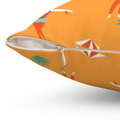 Summer Beach Party Orange Pillow Throw Cover with Insert - Cush Potato Pillows