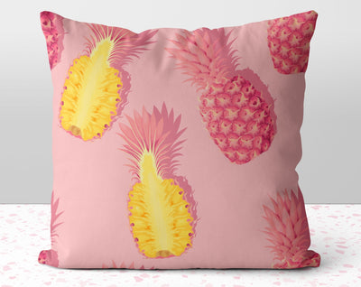 Summer Pink Pineapples Square Pillow Cover Throw - Cush Potato Pillows