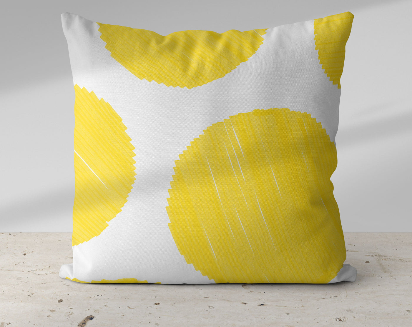 Sunshine Yellow Big Particle Dots Watercolor Pillow Throw - Cush Potato Pillows