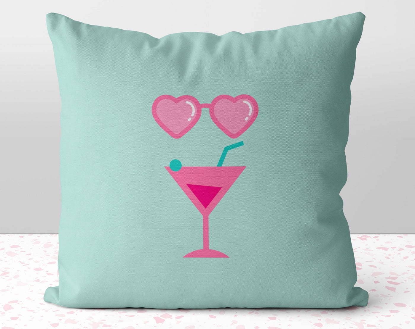 The Mint Pink Martini Pillow Throw Cover with Insert - Cush Potato Pillows