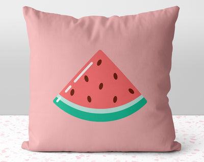 The Watermelon Slice on Pink Square Pillow Cover Throw - Cush Potato Pillows