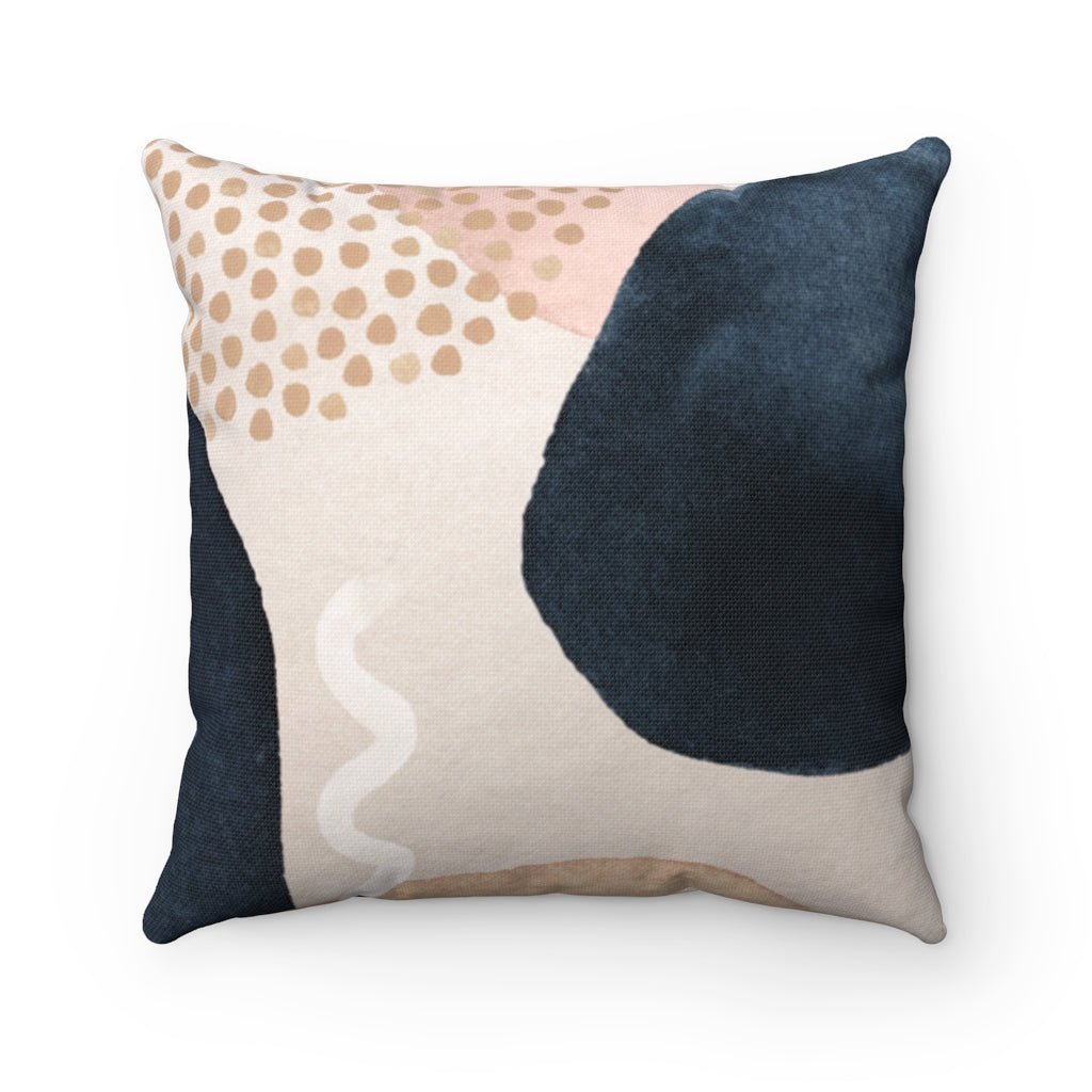 Trendy Dots Shapes Glam Orange Blue Square Pillow with Pink Accents with Cover Throw with Insert - Cush Potato Pillows