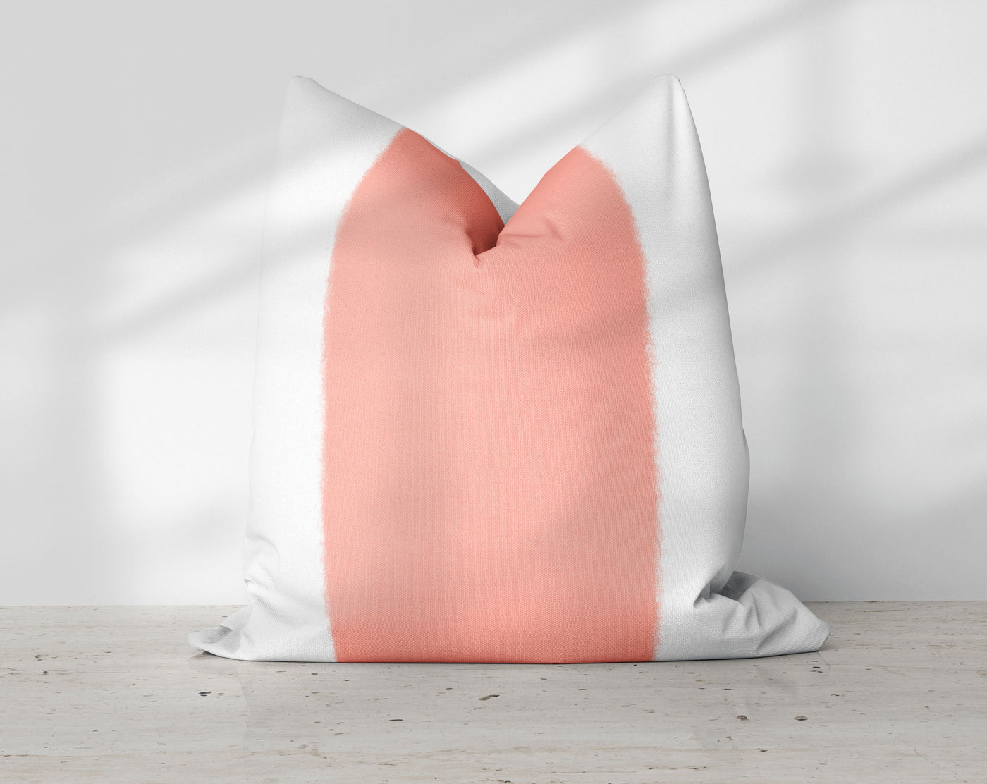 Wide Stripe Vertical Band Coral Pink Pillow Throw - Cush Potato Pillows