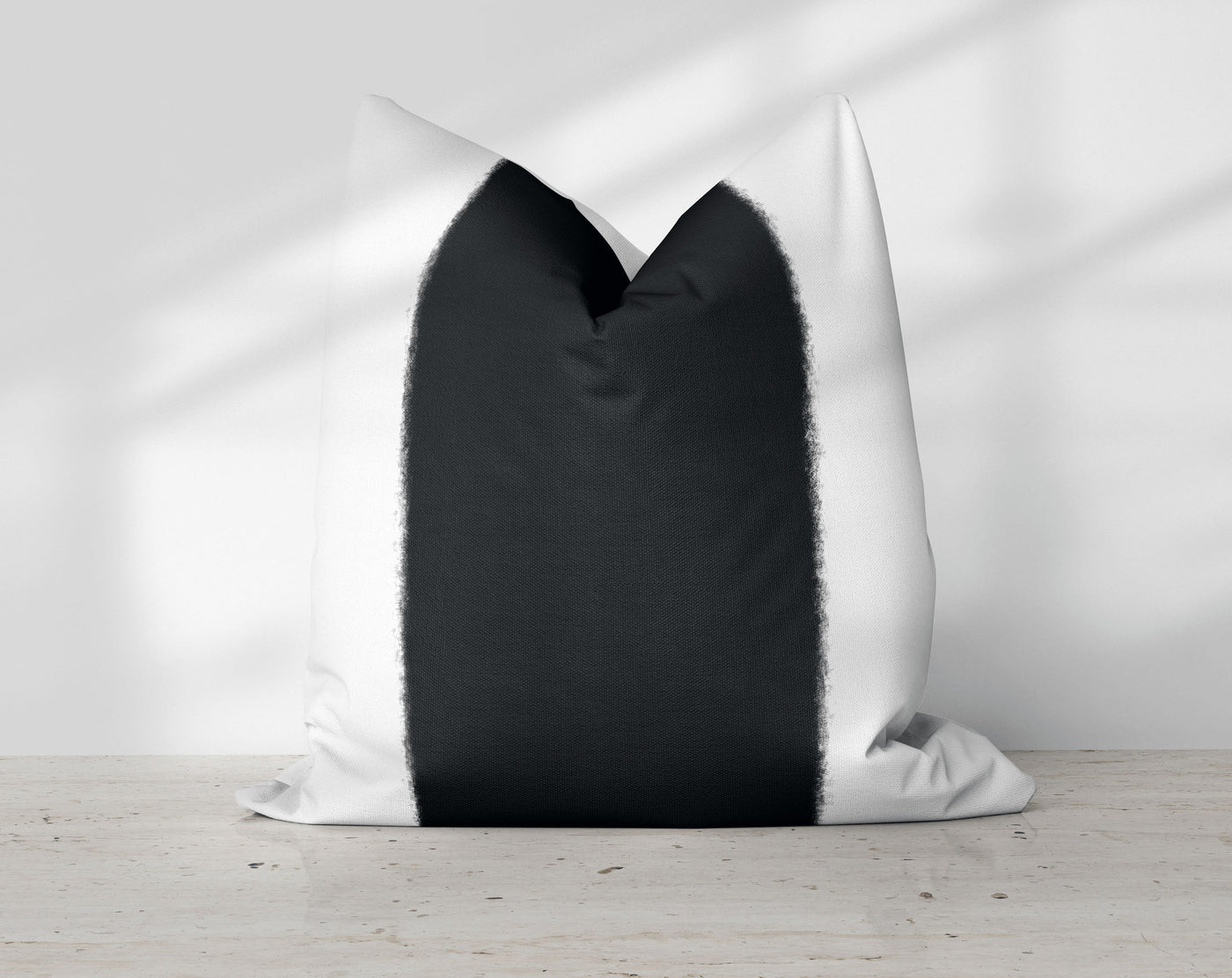 Wide Stripe Vertical Band Monochromatic Black Pillow Throw - Cush Potato Pillows