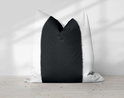 Wide Stripe Vertical Band Monochromatic Black Pillow Throw - Cush Potato Pillows