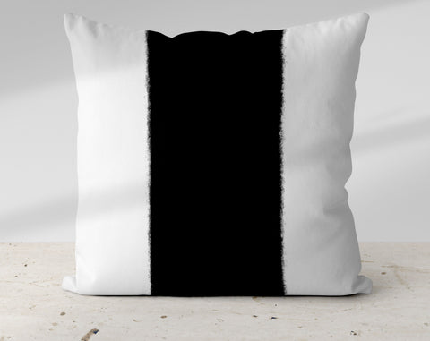 Wide Stripe Vertical Band Monochromatic Black Pillow Throw - Cush Potato Pillows