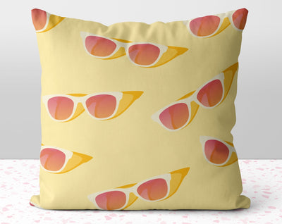 Yellow Summer Sunglasses Square Pillow Cover Throw - Cush Potato Pillows